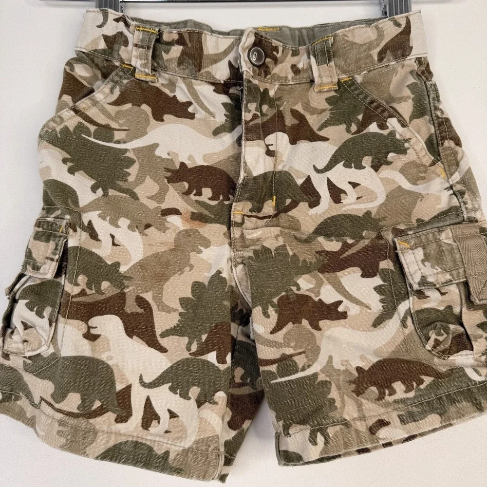 Gymboree 2T Boys dinosaur camo cargo VTG Y2K Cotton Canvas Pockets 4